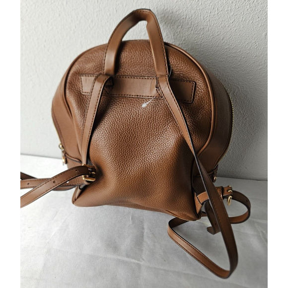 Michael Kors Rhea Zip Medium Leather Backpack brown pebbled leather - Picture 8 of 8